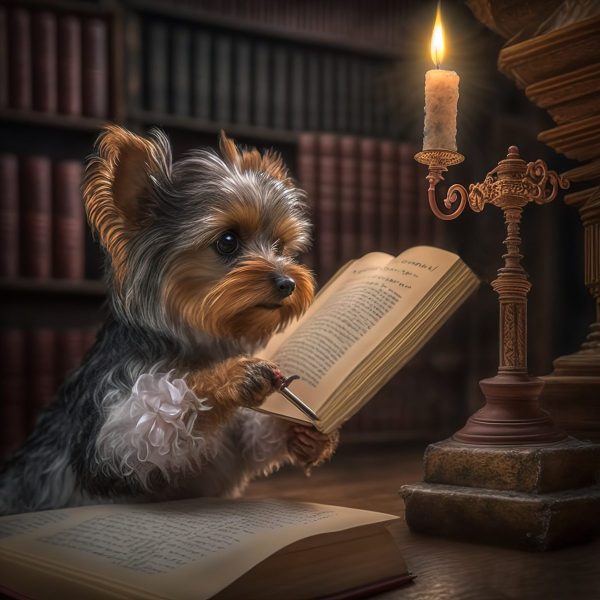 dog reading book - slideshow